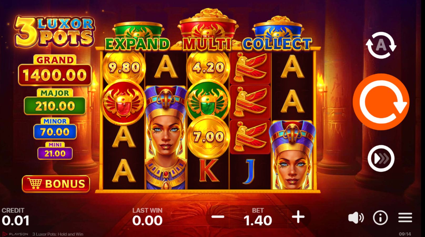 scr_3 Luxor Pots: Hold and Win